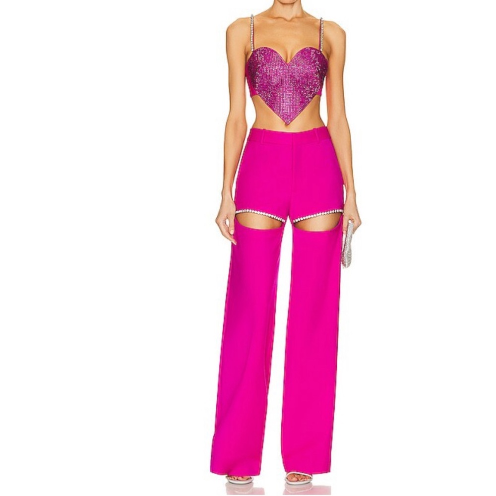 Area Crystal Slit Trousers